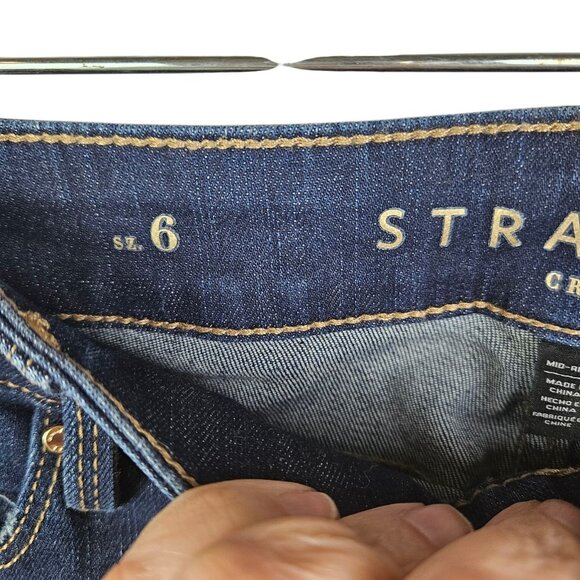 White House Black Market Grommet Hem The Straight Crop Jeans Mid Rise Size 6 - Picture 5 of 9